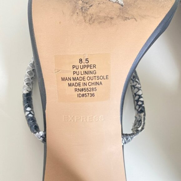 Express Black Square Toe Slip On Heeled Sandals Size 8.5 - Picture 9 of 12